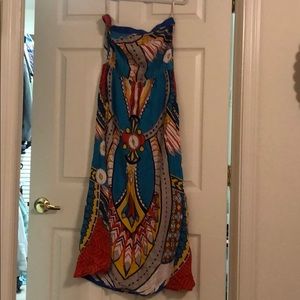 Multi-colored strapless dress